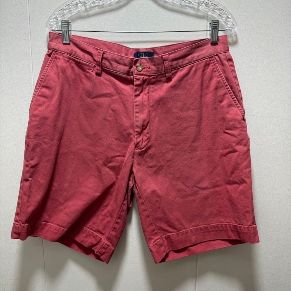 Polo Ralph Lauren Mens Chino‎ Shorts Salmon Pink Coral Cotton Twill Size 33